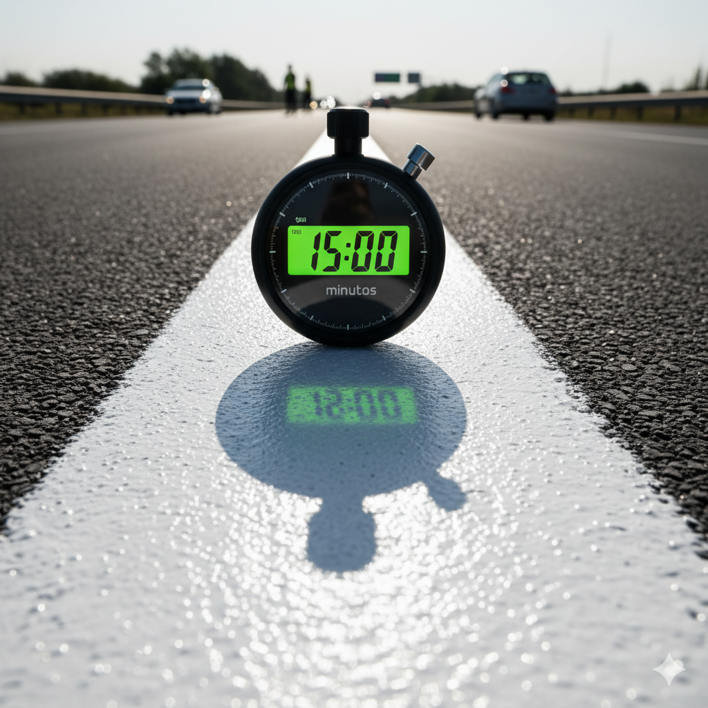 ¡Cierre de Vía Rápido! La Clave para Maximizar la Eficiencia y Evitar Retrabajos al Usar Pintura Anypsa. 7 tiempo de secado pintura trafico anypsa ccimasenalizaciones peru