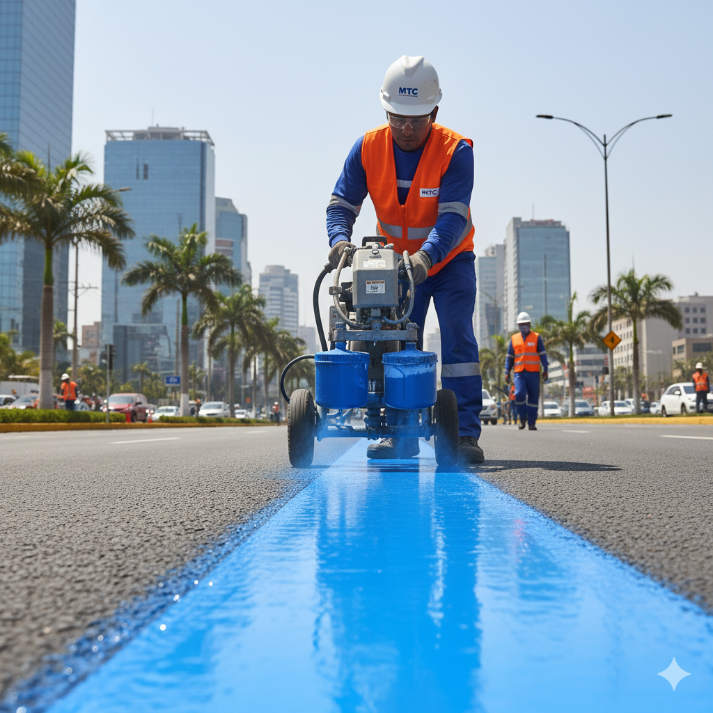 Azul Normativo: La Solución LÍDER para Dar Claridad y Contraste a Estacionamientos Especiales 6 pintura azul trafico senalizacion ccimasenalizaciones peru