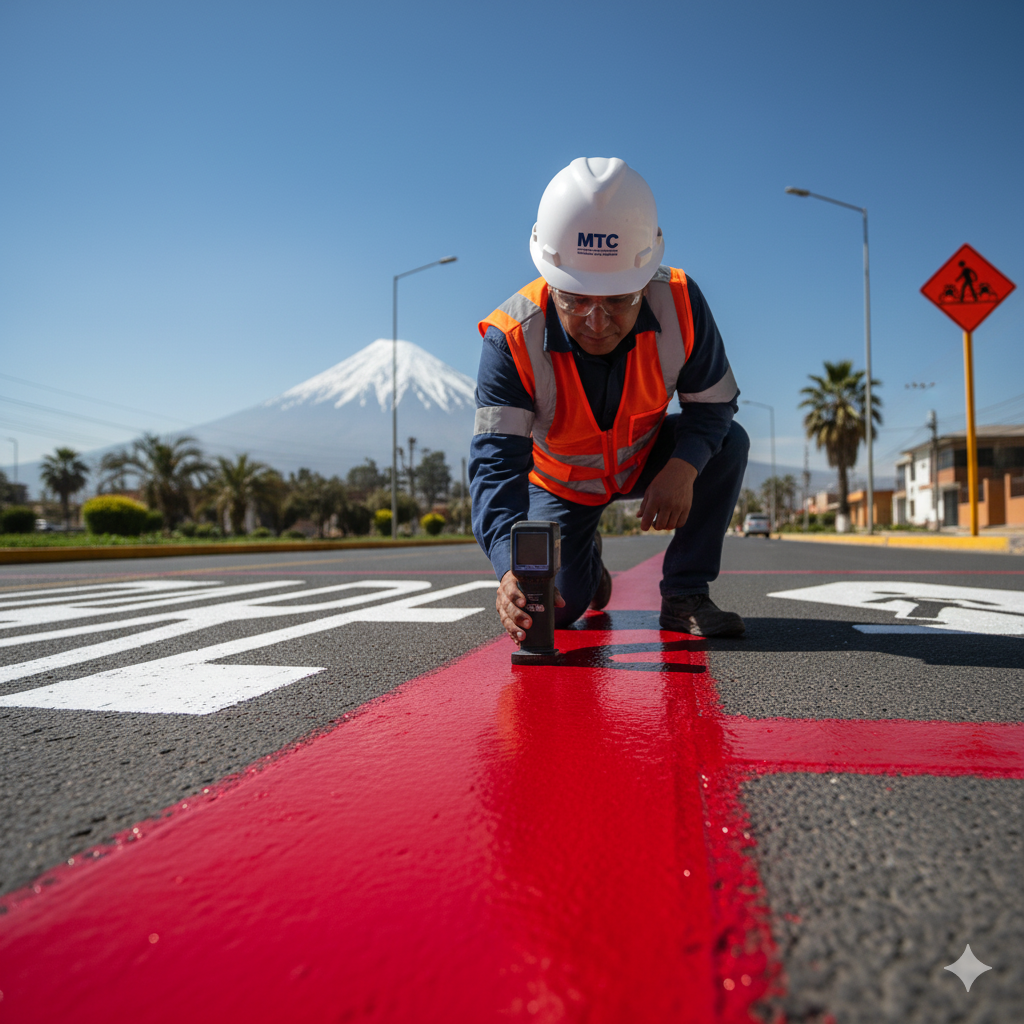 Alto Impacto y Máxima Advertencia: El Color de Pintura Tráfico Rojo que Garantiza la VICTORIA en la Seguridad Vial de Lima y Arequipa. 8 pintura trafico rojo alto impacto visual ccimasenalizaciones peru