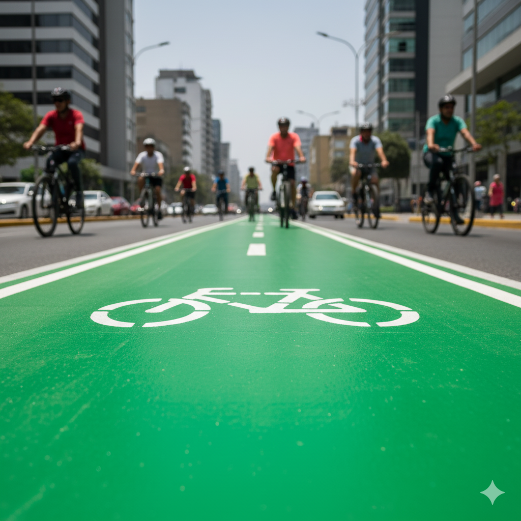 Ciclovías y Cruces Verdes: ¿Por Qué la Señalización Ecológica es la Clave para el Tráfico en Lima y Arequipa? 4 pintura trafico verde ciclovias seguridad ccimasenalizaciones peru