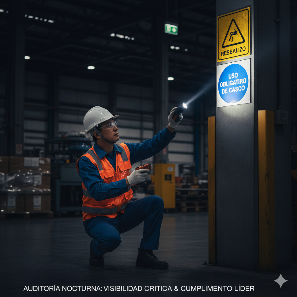 VALOR y VICTORIA: La Guía Definitiva del LÍDER para la Correcta Aplicación de Señales de Advertencia en Empresas 4 Señalización preventiva en centros de trabajo: Un auditor de seguridad en Arequipa utiliza un lector para verificar la luminancia de una señal de advertencia en una zona de faena.