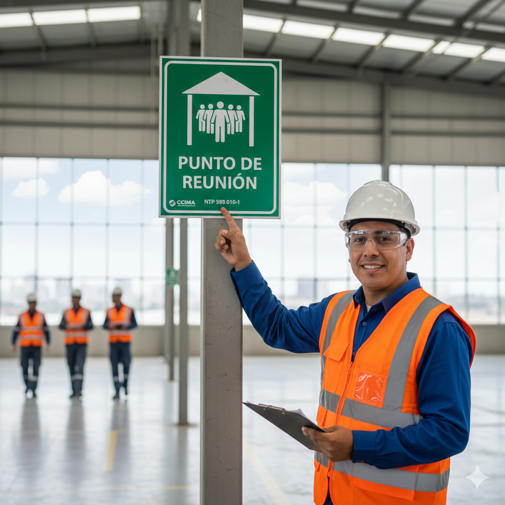 ¡El caos termina aquí! Descubre por qué el punto de reunión es el corazón de tu plan de emergencia. 1 importancia de la senal de punto ccimasenalizaciones peru