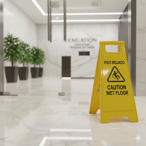 instalacion de senal de piso resbaloso ccimasenalizaciones peru