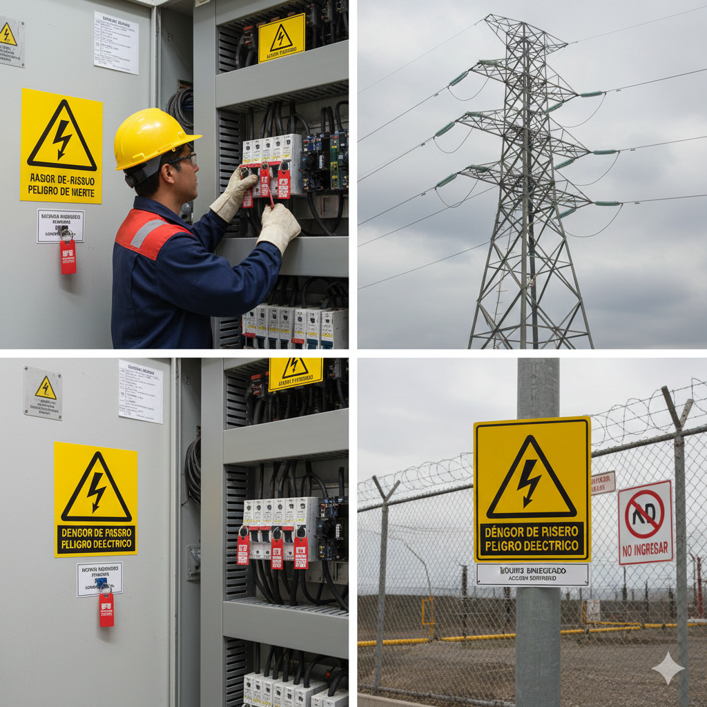 No Dejes la Vida al Azar: Por Qué la Señalización de Riesgo Eléctrico es el VALOR Más Alto en tu Operación Industrial 1 senales de advertencia de riesgos ccimasenalizaciones peru