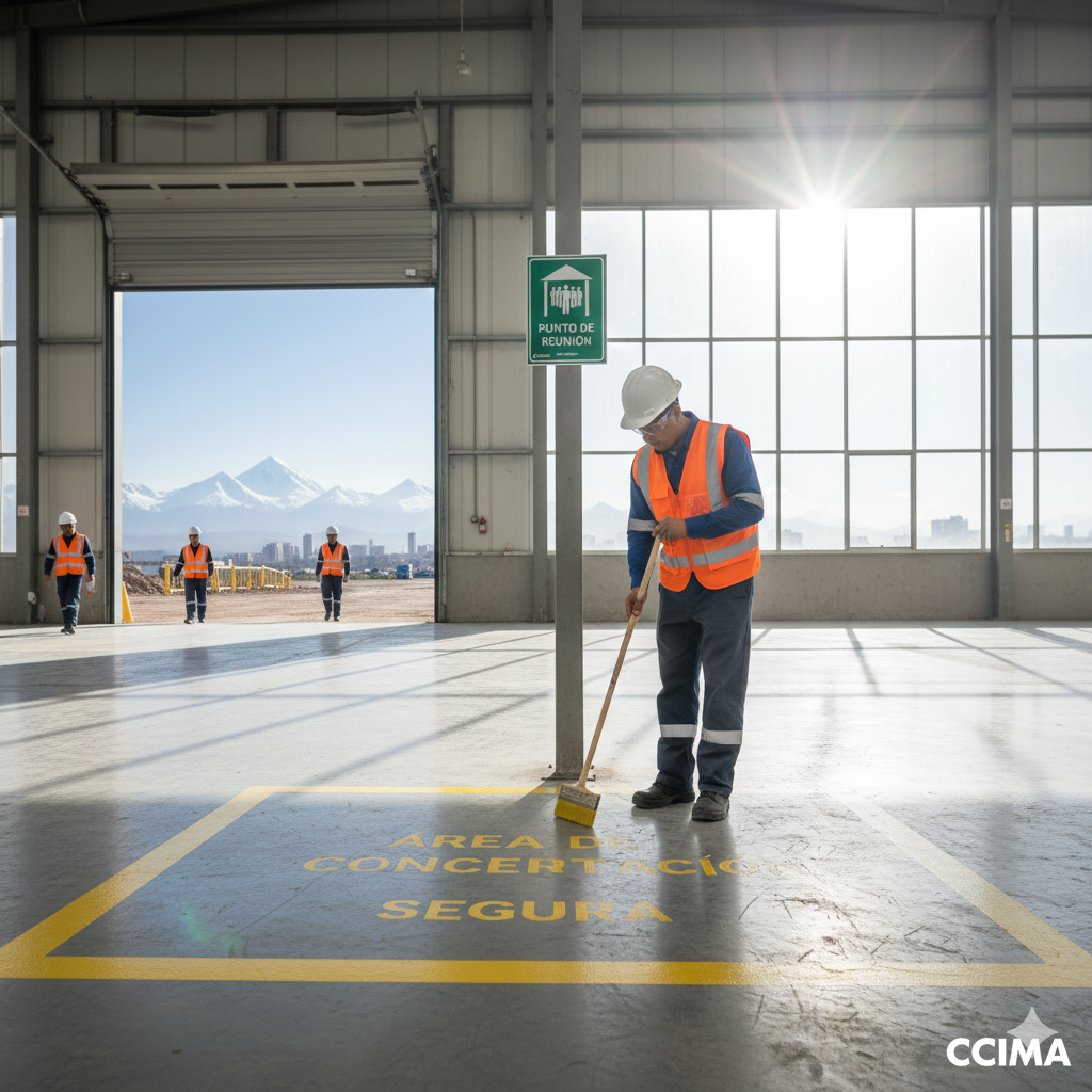 Mantenimiento preventivo de la señal de punto de reunión normativa en un centro comercial de Lima