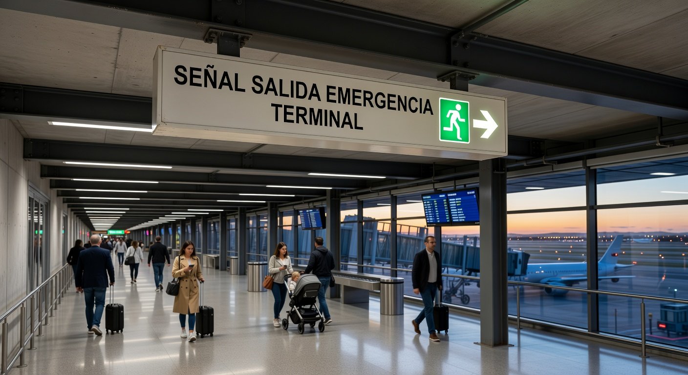 señales de emergencia en aeropuertos: Concepto visual