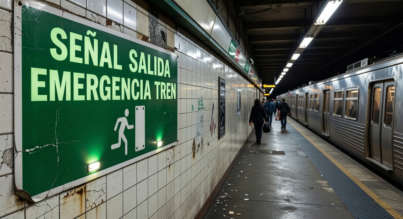 señales de emergencia en estaciones de tren: Concepto visual