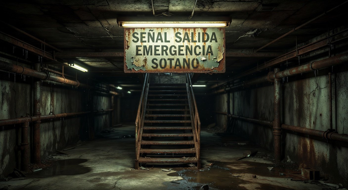 señales de emergencia en sótanos: Concepto visual