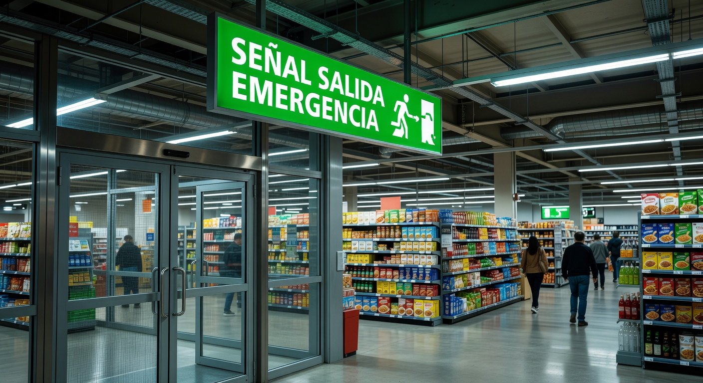 señales de emergencia en supermercados: Concepto visual