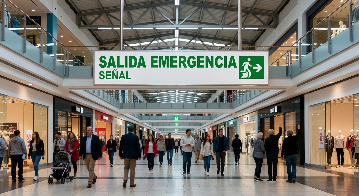señalización de evacuación en centros comerciales: Concepto visual