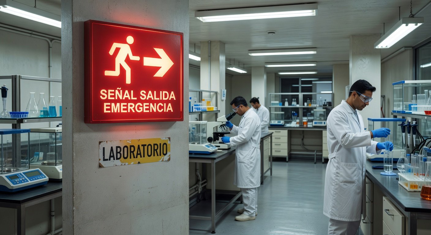 señalización de evacuación en laboratorios: Concepto visual