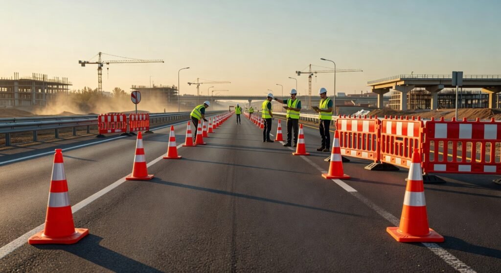 IMAGEN: Como implementar conos barreras viales 2026 en proyectos: conos y barreras para seguridad total en obras viales peruanas según normativas 2026