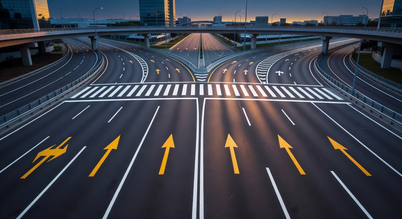 Líneas longitudinales transversales y símbolos viales