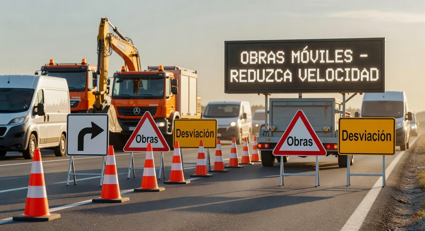 Señalización vial en obras móviles