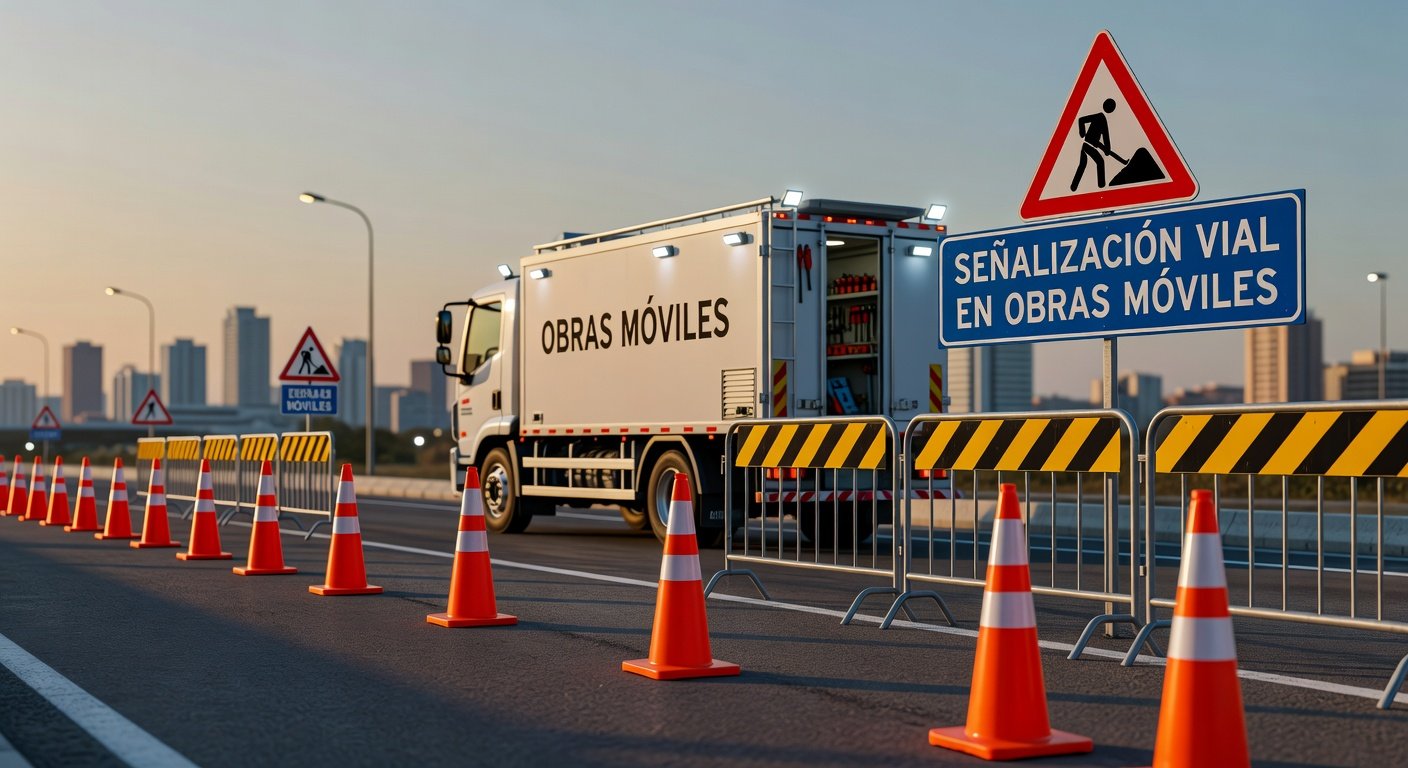 Señalización vial en obras móviles